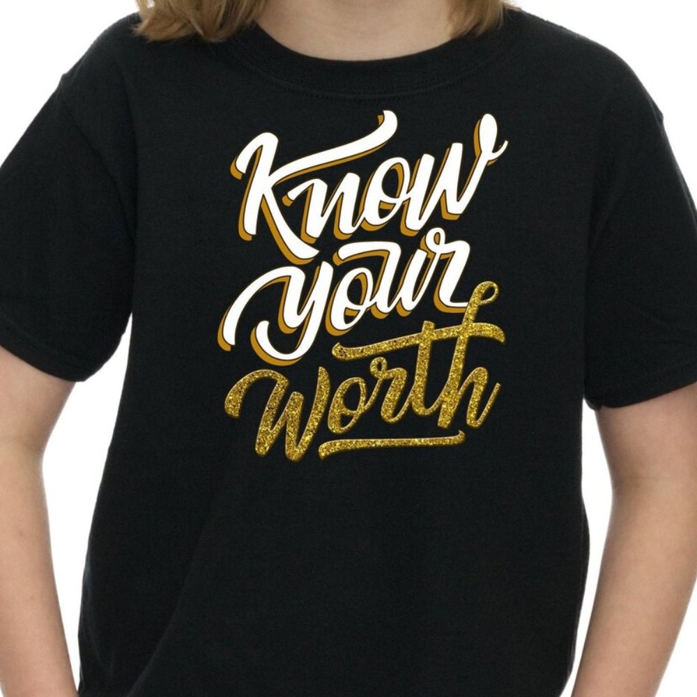 Know Your Worth Gold Shirt Inspiring Tshirt Motivational Shirt Golden Tee - TS13